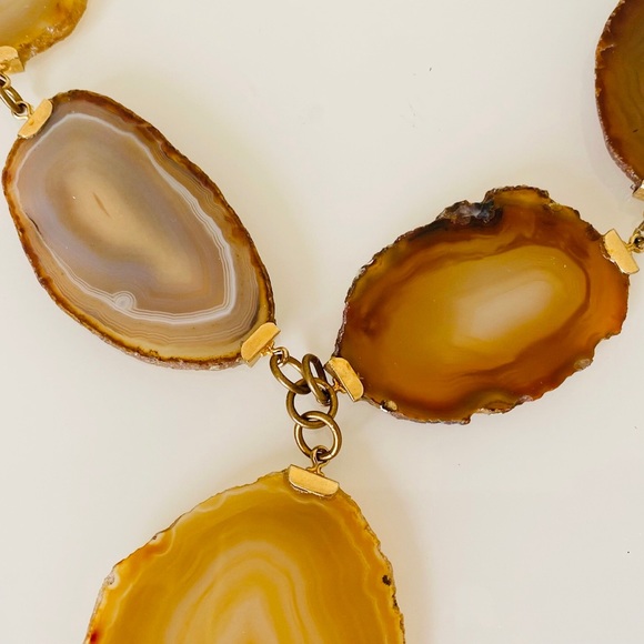 Vintage Agate Gold Chain Stone Necklace - Picture 6 of 9